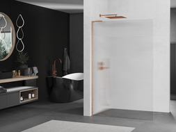 Mexen Kioto L zuhanyfal Walk-in 70 x 200 cm, csíkos, kefélt réz - 800-070-103-65-09