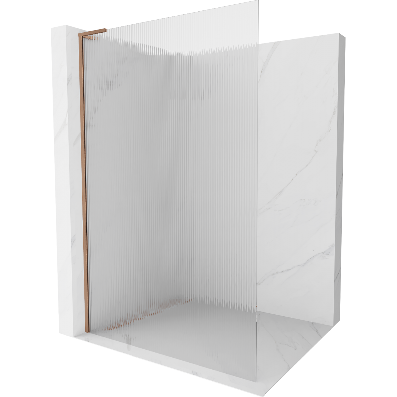 Mexen Kioto L panou de duș Walk-in 100 x 200 cm, dungi, cupru periat - 800-100-103-65-09
