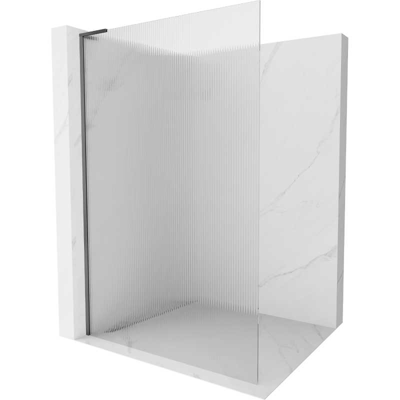 Mexen Kioto L panou de duș Walk-in 100 x 200 cm, dungi, gun metal - 800-100-103-95-09