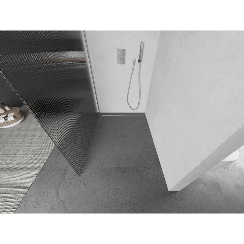 Mexen Kioto L zuhanyfal Walk-in 70 x 200 cm, csíkos, selyemfényű nikkel - 800-070-103-97-09