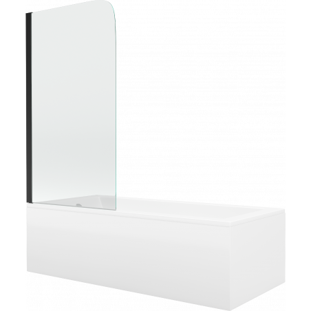 Mexen Cubik cadă dreptunghiulară 170 x 70 cm cu înveliș și paravan cu 1 canat 70 cm, transparent, negru