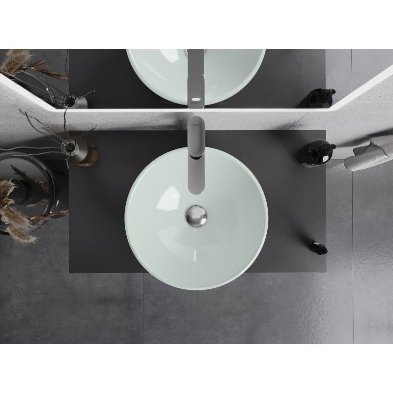 Mexen Mira chiuvetă de sticlă de suprafață 42 x 42 cm, albă - 24124230