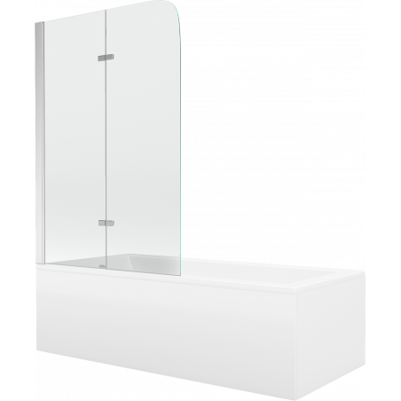 Mexen Cubik cadă dreptunghiulară 170 x 70 cm cu panouri si paravan cu 2 aripi 80 cm, transparent, Crom - 550317070X9008020100