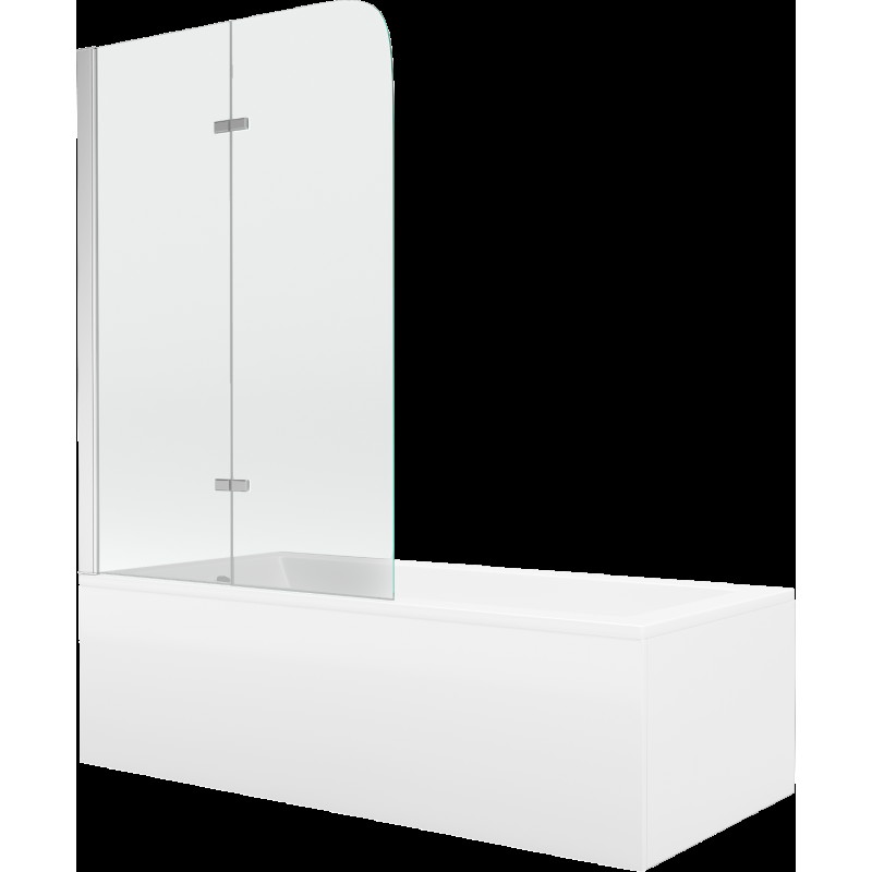 Mexen Cubik cadă dreptunghiulară 170 x 70 cm cu panouri si paravan cu 2 aripi 100 cm, transparent, Crom - 550317070X9010020100