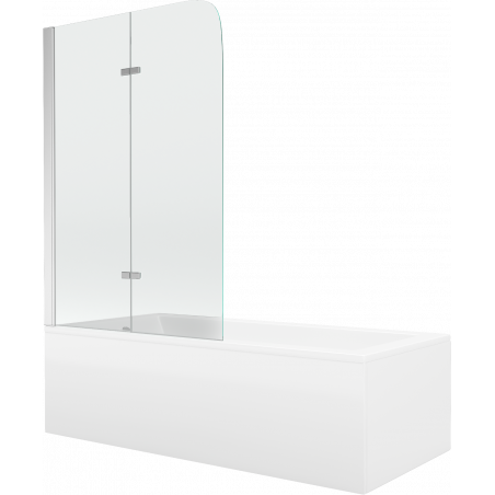 Mexen Cubik cadă dreptunghiulară 170 x 70 cm cu carcasa și paravan cu 2 uși 100 cm, transparent, crom - 550317070X9010020100