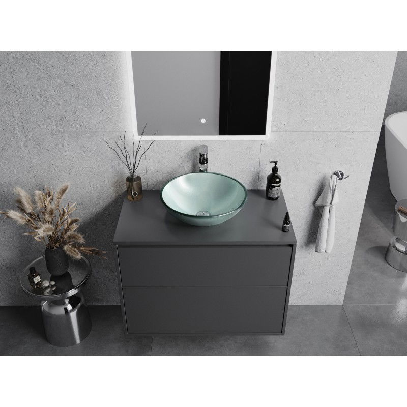 Mexen Mira üveg pult feletti mosdókagyló 42 x 42 cm, ezüst - 24124211