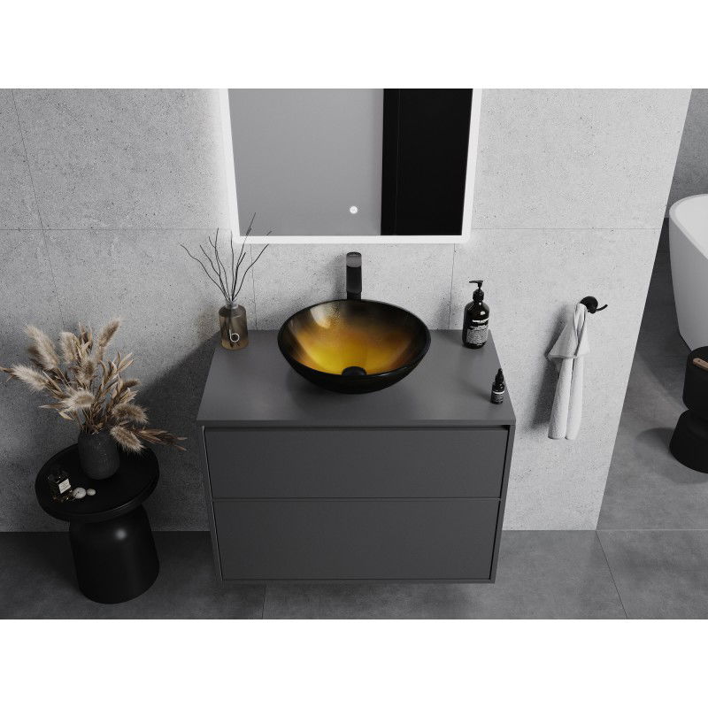 Mexen Mira üvegből készült pultra helyezhető mosdó 42 x 42 cm, sötét arany - 24124251