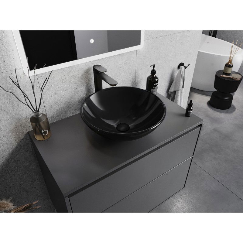 Mexen Mira üveg pult feletti mosdó 42 x 42 cm, fekete - 24124270