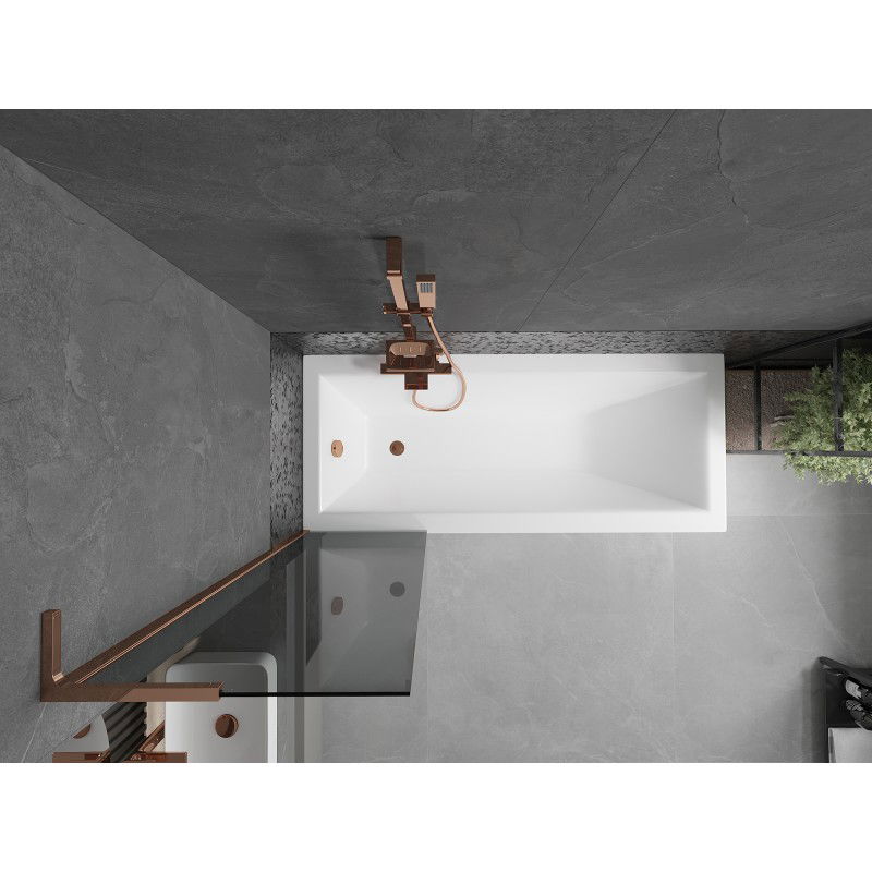 Mexen Next L kádparaván, 1-szárnyú, 50 x 150 cm, grafit, rózsaarany - 895-050-000-03-40-60