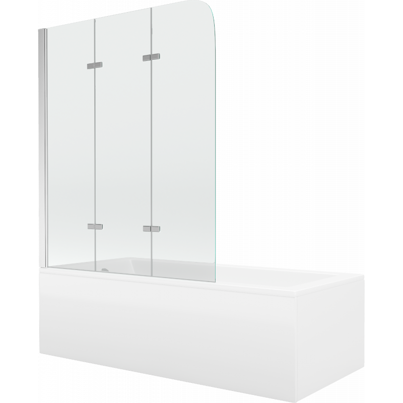 Mexen Cubik 170 x 70 cm-es téglalap alakú kád burkolattal és 3-részes paravánnal 120 cm, átlátszó, króm