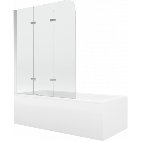 Mexen Cubik 170 x 70 cm-es téglalap alakú kád burkolattal és 3-részes paravánnal 120 cm, átlátszó, króm