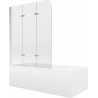 Mexen Cubik cadă dreptunghiulară 170 x 70 cm cu panouri si paravan cu 3 aripi 120 cm, transparent, Crom - 550317070X9012030100