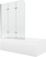 Mexen Cubik téglalap alakú kád 170 x 70 cm burkolattal és 3-szárnyú paravánnal 120 cm, átlátszó, króm - 550317070X9012030100