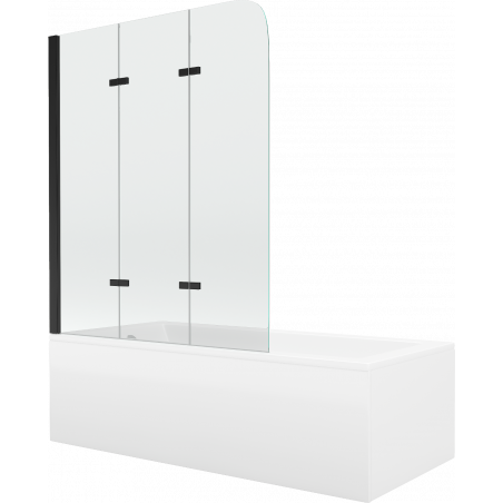 Mexen Cubik téglalap alakú kád 170 x 70 cm burkolattal és háromszárnyú 120 cm-es paravánnal, átlátszó, fekete - 550317070X90120?