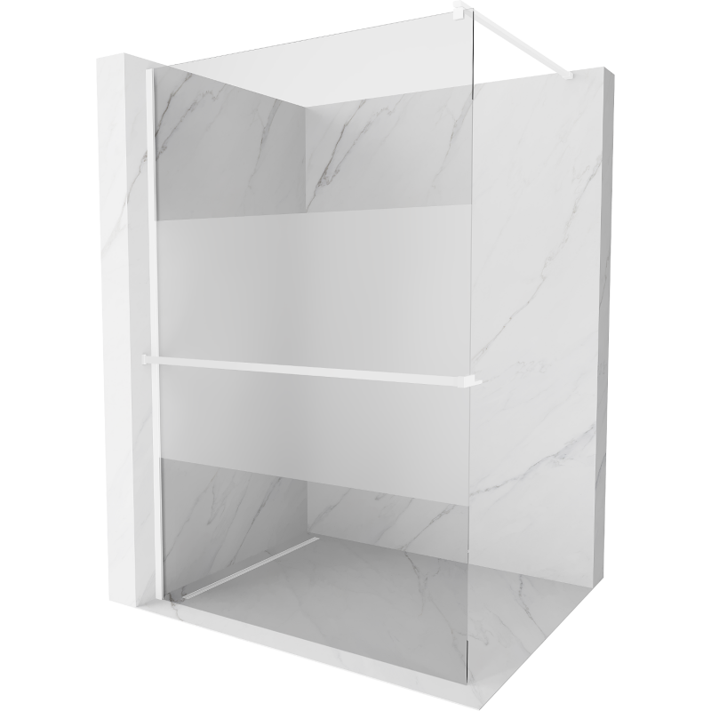 Mexen Kioto+ zid prusznicowy cu raft Walk-in 70 x 200 cm, transparent/mat, alb - 800-070-121-20-35