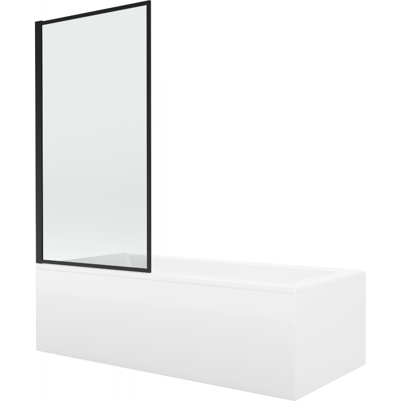 Mexen Cubik téglalap alakú kád 170 x 70 cm burkolattal és 1-szárnyú paravánnal, fekete mintás fix - 550317070X9307007070
