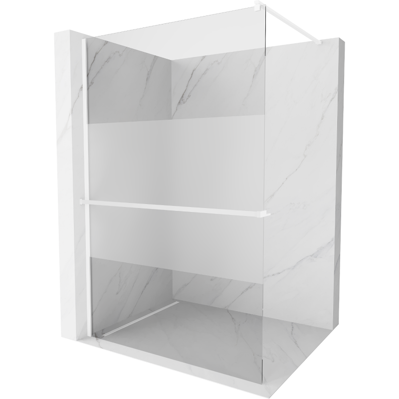 Mexen Kioto+ zuhanyfal polccal Walk-in 130 x 200 cm, átlátszó/jégvirág, fehér - 800-130-121-20-35