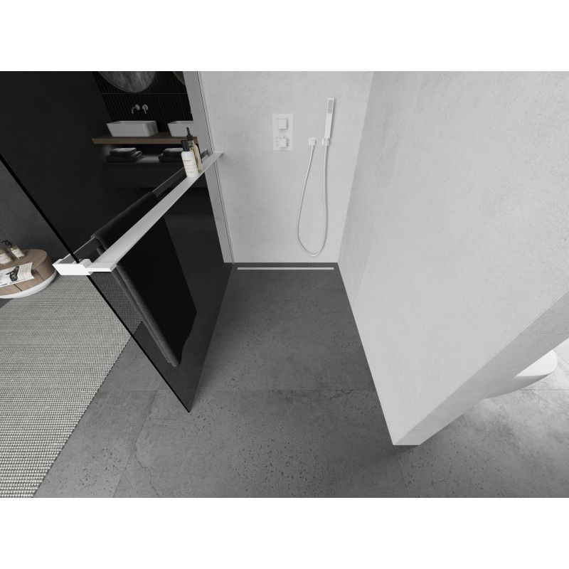 Mexen Kioto+ zuhanyfal polccal Walk-in 90 x 200 cm, grafit, fehér - 800-090-121-20-40