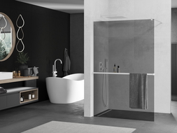 Mexen Kioto+ perete de duș cu suport Walk-in 140 x 200 cm, grafit, alb - 800-140-121-20-40