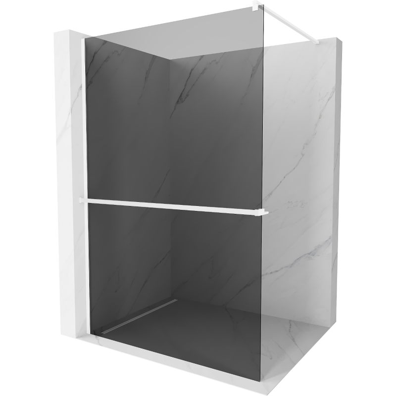 Mexen Kioto+ zuhanyfal polccal Walk-in 140 x 200 cm, grafit, fehér - 800-140-121-20-40