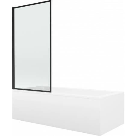 Mexen Cubik cadă dreptunghiulară 170 x 70 cm cu mască și paravan cu 1 canat 70 cm, model negru - 550317070X9307017070