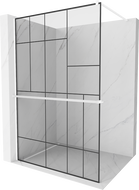 Mexen Kioto+ perete de duș cu raft Walk-in 100 x 200 cm, model negru, alb - 800-100-121-20-78