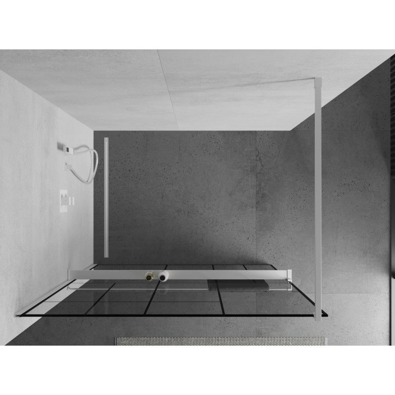 Mexen Kioto+ panou de duș cu poliță Walk-in 130 x 200 cm, model negru, alb - 800-130-121-20-78