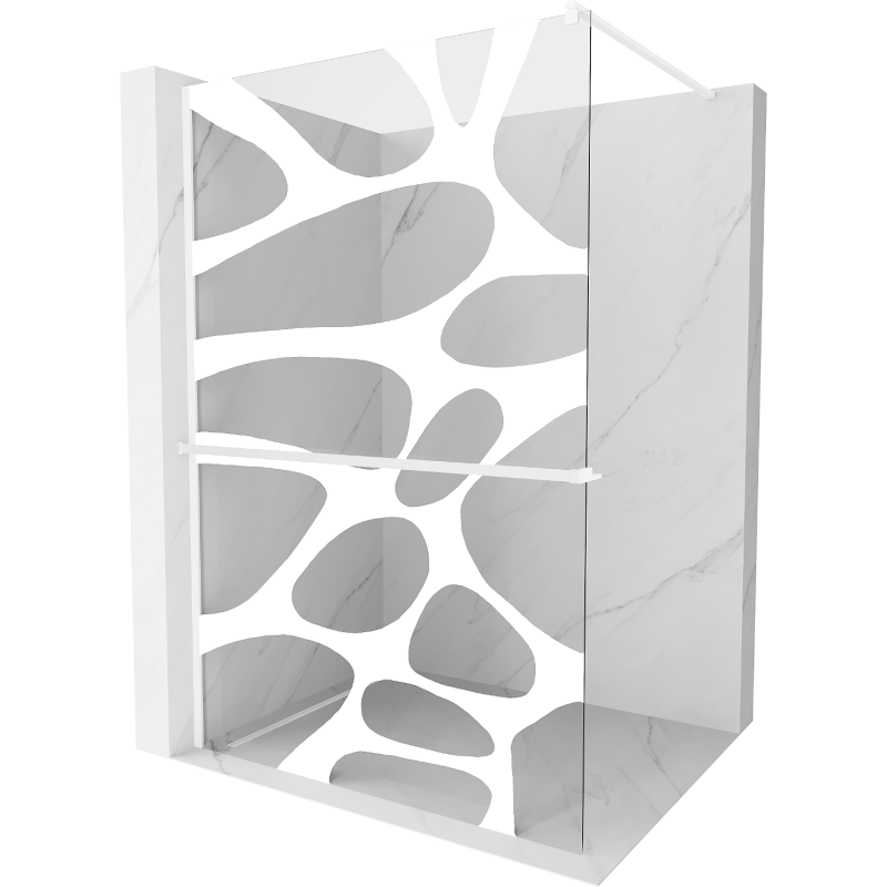 Mexen Kioto+ paravan de duş cu suport Walk-in 140 x 200 cm, model alb, alb - 800-140-121-20-97