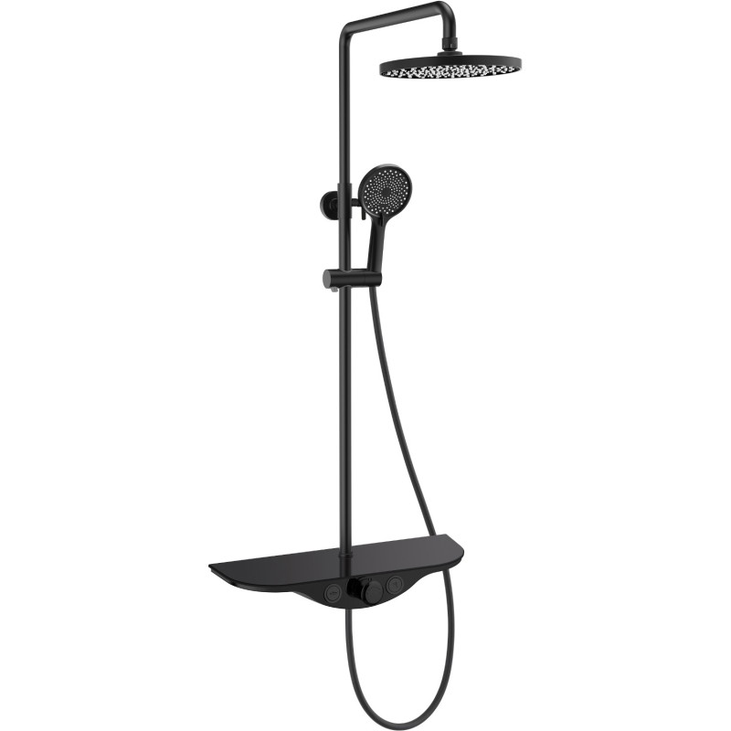 Mexen Exxo set de duș aplicat pe perete cu duș deasupra și baterie, negru - 78113-70