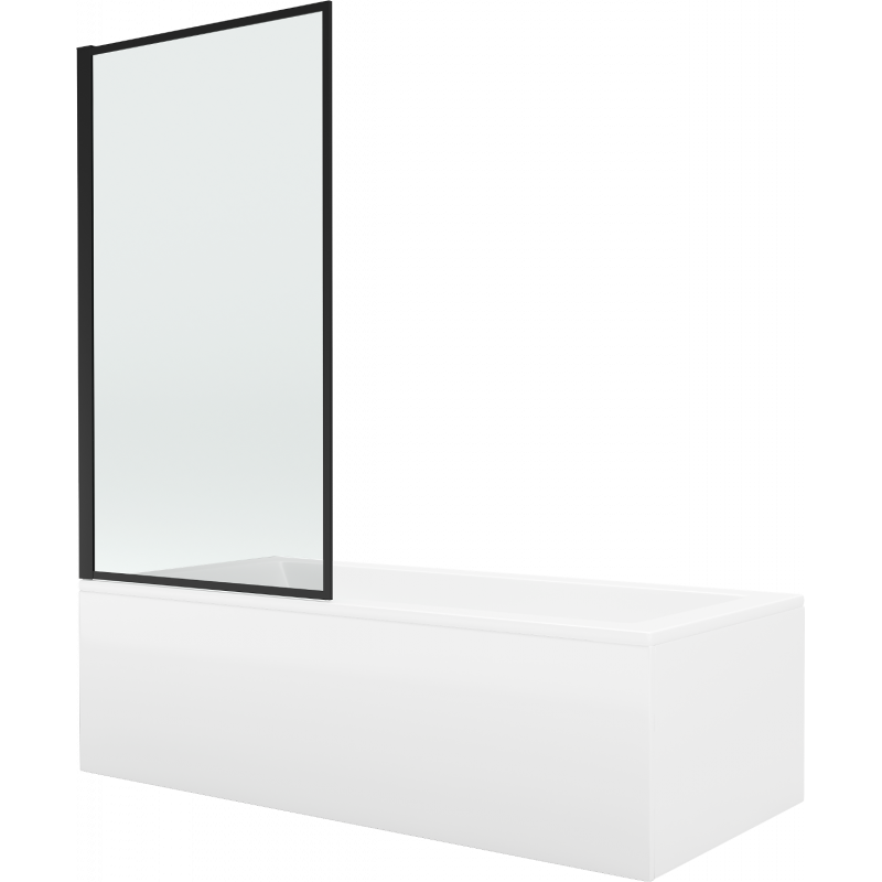 Mexen Cubik téglalap alakú kád 170 x 70 cm burkolattal és 1-szárnyú paravánnal 80 cm, fekete mintázat - 550317070X9308017070