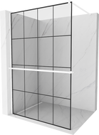 Mexen Kioto+ perete de duș cu raft Walk-in 140 x 200 cm, model negru, alb - 800-140-121-20-77
