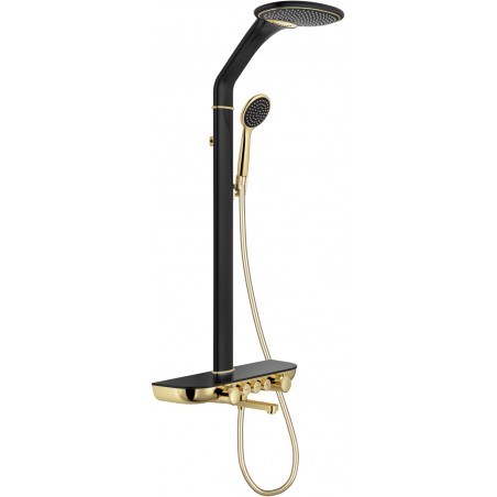 Mexen Blaze set de duș aplicat cu pară de duș și baterie, negru/auriu - 78109-75