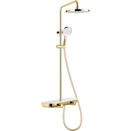 Mexen Axis set de duș exterior cu duș fix și baterie, auriu/alb - 78112-25