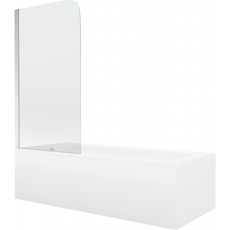 Mexen Vega téglalap alakú kád 150 x 70 cm burkolattal és 1-szárnyú paravánnal 70 cm, átlátszó, króm - 550115070X9007010100