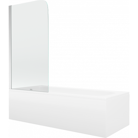 Mexen Vega téglalap alakú kád 150 x 70 cm burkolattal és 1 szárnyú paravánnal 70 cm, átlátszó, króm