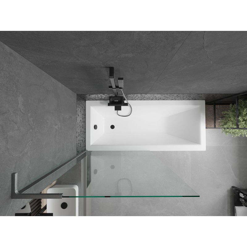 Mexen Next L 1-szárnyú fürdőkádparaván 90 x 150 cm, átlátszó, gun gray kefe - 895-090-000-03-00-66