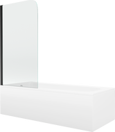 Mexen Vega cadă dreptunghiulară 150 x 70 cm cu panouri si paravan cu 1 aripă 70 cm, transparent, Neagră - 550115070X9007017000