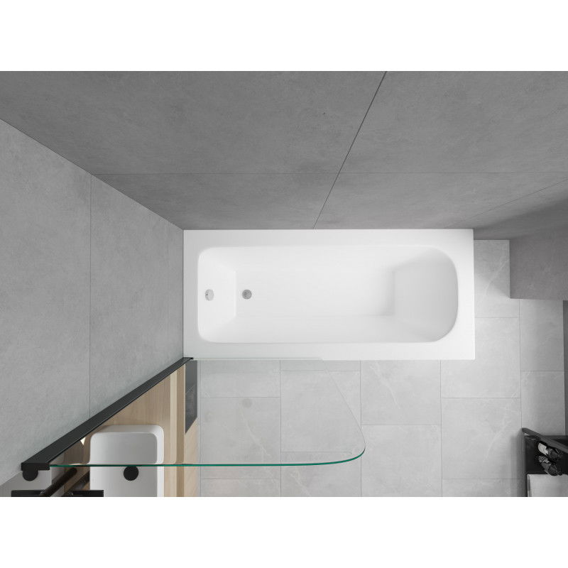 Mexen Vega cadă dreptunghiulară 150 x 70 cm cu mască și paravan cu 1 canat 70 cm, transparent, negru - 550115070X9007017000