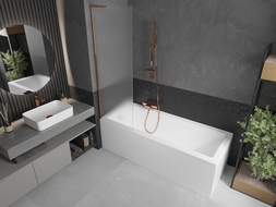 Mexen Next L 1-szárnyú fürdőkádparaván 60 x 150 cm, opál, rózsaarany - 895-060-000-03-30-60