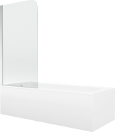 Mexen Vega cadă dreptunghiulară 150 x 70 cm cu panouri si paravan cu 1 aripă 75 cm, transparent, Crom - 550115070X9007510100