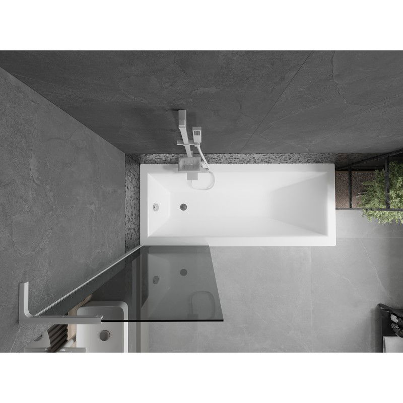 Mexen Next L panel de cadă cu un singur panou 60 x 150 cm, grafit, alb - 895-060-000-03-40-20