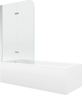 Mexen Vega cadă dreptunghiulară 150 x 70 cm cu carcasă și paravan cu 2 panouri 80 cm, transparent, cromat