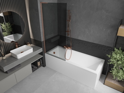 Mexen Next L panou de baie cu un singur panou 80 x 150 cm, grafit, cupru periat - 895-080-000-03-40-65
