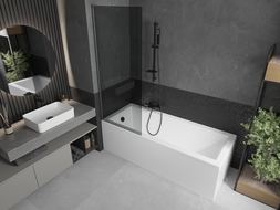 Mexen Next L panou fix pentru cadă 1-canat 70 x 150 cm, grafit, gri armat periat - 895-070-000-03-40-66