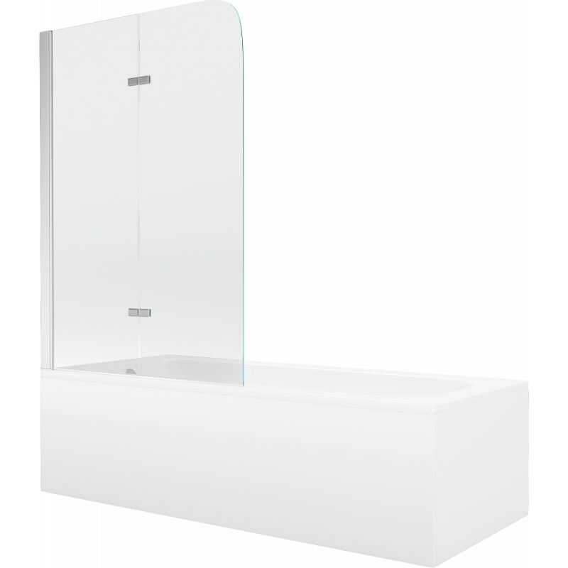 Mexen Vega cadă dreptunghiulară 150 x 70 cm cu carcasă și paravan cu 2 aripi de 100 cm, transparent, crom - 550115070X901002010?