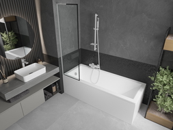 Mexen Next L paravan de baie cu 1 aripă 50 x 150 cm, ramă neagră, alb - 895-050-000-03-70-20