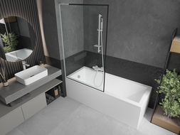 Mexen Next L paravan baie cu 1 aripă 100 x 150 cm, ramă neagră, alb - 895-100-000-03-70-20