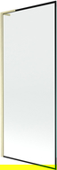 Mexen Next L egyajtós fürdőszobai paraván, 80 x 150 cm, fekete keret, arany kefélt - 895-080-000-03-70-55