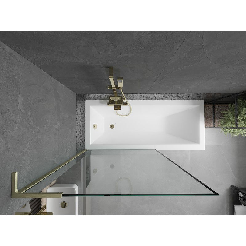 Mexen Next L fürdőkádparaván, 1-szárnyú, 100 x 150 cm, fekete keret, kefélt arany - 895-100-000-03-70-55