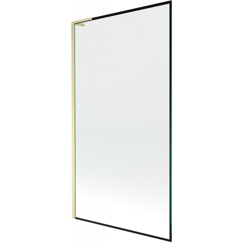 Mexen Next L fürdőkádparaván, 1-szárnyú, 100 x 150 cm, fekete keret, kefélt arany - 895-100-000-03-70-55